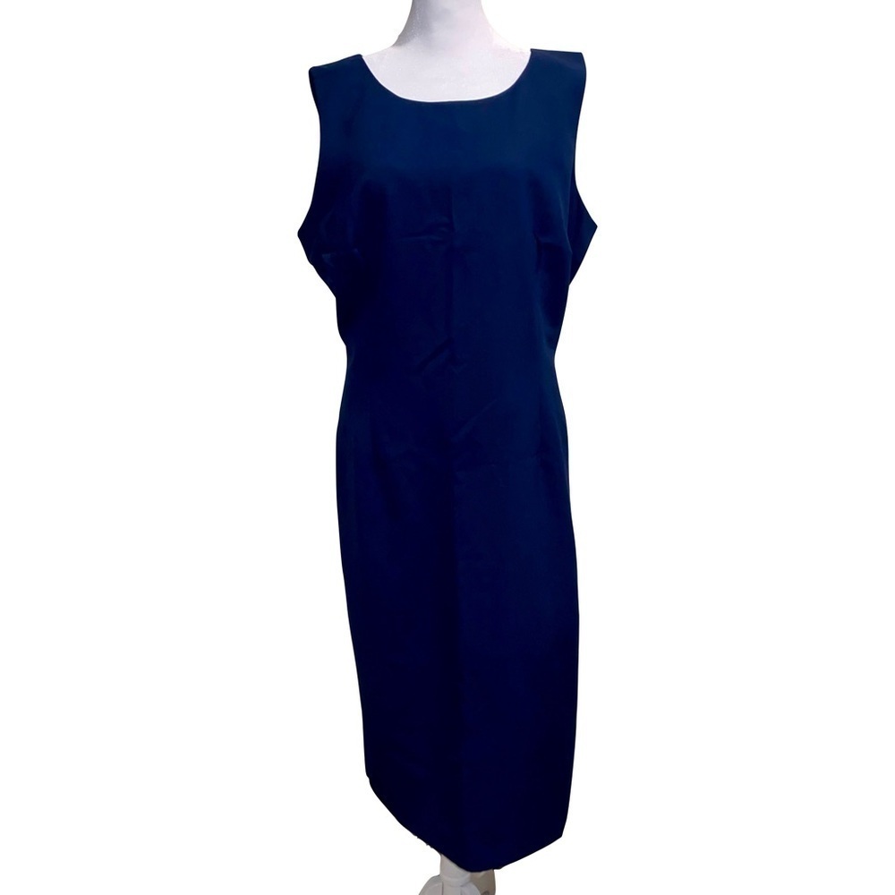 Chadwick’s Elegant Classic Dark Navy Sleeveless Sheath Dress Size 18T